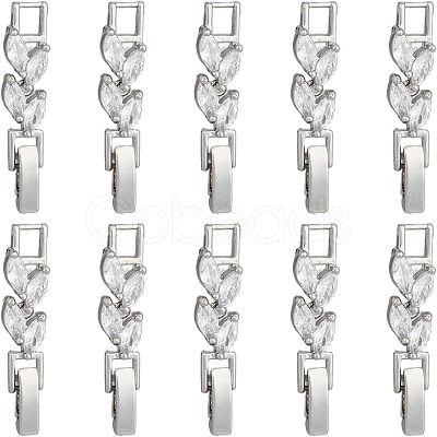 SUPERFINDINGS 10Pcs Brass Clear Cubic Zirconia Watch Band Clasps ZIRC-FH0001-38P-1