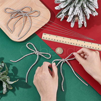Christmas Glass Rhinestone Synthetic Rubber Bowknot Party Decoration HJEW-NB00231-1