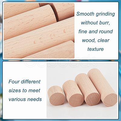 20Pcs 4 Style Round Wooden Sticks WOOD-NB0002-16A-1