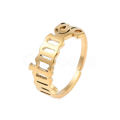 Ion Plating(IP) 304 Stainless Steel Constellation Open Cuff Ring for Women RJEW-C097-01G-05-1