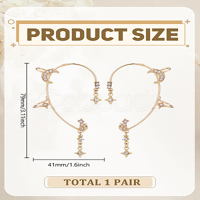 2Pcs 2 Style Alloy Rhinstone Sparkling Butterfly Cuff Earrings EJEW-LP0012-12G-1