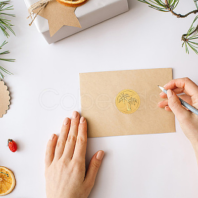 Plastic Self Adhesive Gold Foil Embossed Stickers DIY-WH0575-058-1