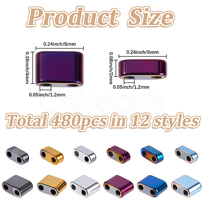480Pcs 12 Colors Electroplated Non-magnetic Synthetic Hematite Beads G-SC0003-88-1