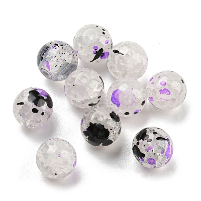 Transparent Crackle Glass Beads GLAA-D012-02E-1