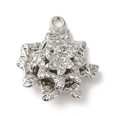 Rack Plating Brass Cubic Zirconia Pendants KK-M267-01P-1