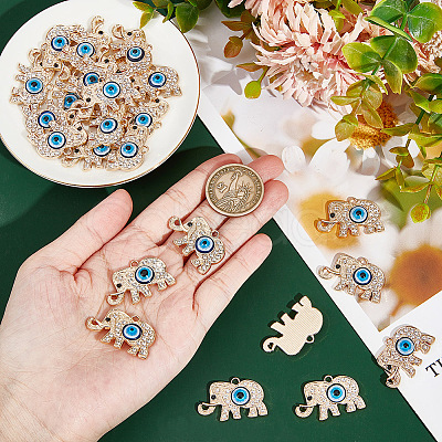 GOMAKERER 24Pcs Alloy Rhinestone Pendants ALRI-GO0001-01-1