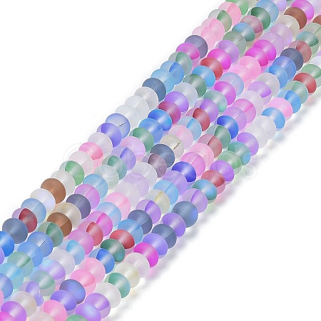 Frosted Transparent Glass Beads Strands FGLA-M002-01C-1
