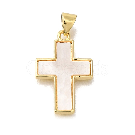 Brass Shell Pendants KK-R002-01G-1