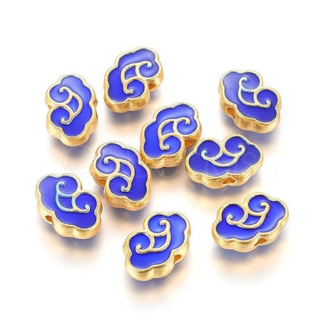 Golden Plated Alloy Enamel Beads ENAM-L024-O01-G-1