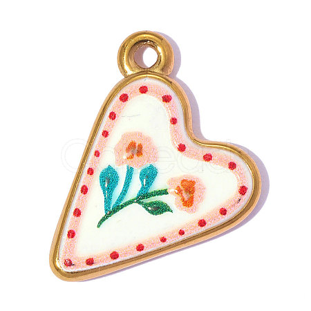 Printed 304 Stainless Steel with Enamel Pendants SA-OY002-67G-01-1