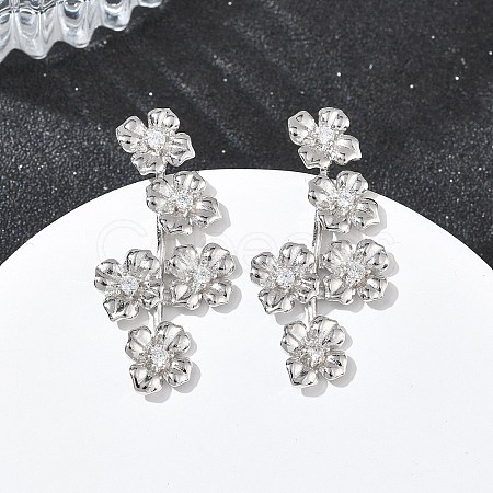 Brass Micro Pave Cubic Zirconia Stud Earrings for Women EJEW-A167-24P-1