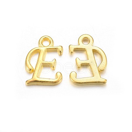 Golden Plated Alloy Letter Pendants X-PALLOY-J718-01G-E-1