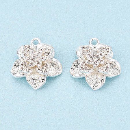 Brass Micro Pave Clear Cubic Zirconia Pendants KK-T077-31S-1