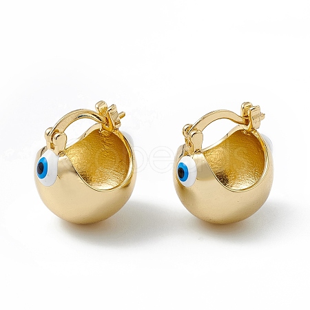 Brass Enamel Evil Eye Half Hoop Earrings EJEW-A093-03G-02-1