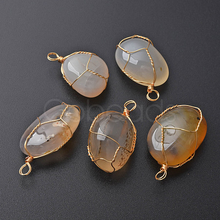 Natural Dendritic Agate Pendants G-N332-50-14-1