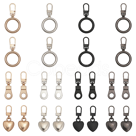 24Pcs 12 Style Zinc Alloy Zipper Puller FIND-CA0007-90-1