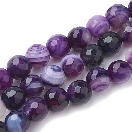 Natural Striped Agate/Banded Agate Beads Strands G-S281-51G-6mm-1
