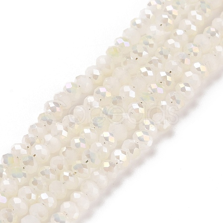 Half Plated Faceted Rondelle Electroplate Imitation Jade Glass Bead Strands X-EGLA-D020-3x2mm-05-1