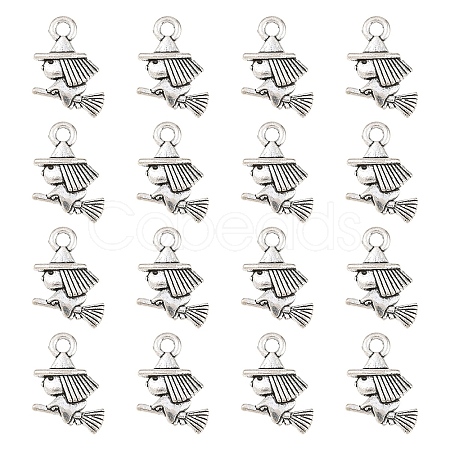 50Pcs Halloween Tibetan Style Alloy Witch Charms FIND-YW0010-74-1