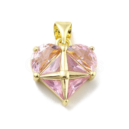 Rack Plating Brass Micro Pave Cubic Zirconia Pendants KK-D359-01G-1