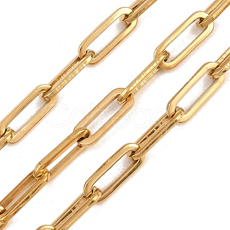 304 Stainless Steel Textured Paperclip Chains CHS-H118-09G-1