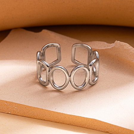 201 Stainless Steel Oval Link Chain Cuff Rings FS-WG16057-28-1