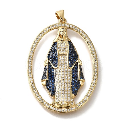 Rack Plating Brass Micro Pave Cubic Zirconia Pendants KK-U019-25G-1