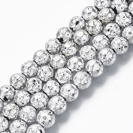 Electroplated Natural Lava Rock Beads Strands G-S352-30B-06-1