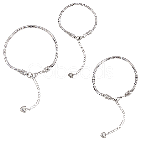 304 Stainless Steel European Round Snake Chains Bracelets MAK-UN0001-15P-1