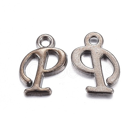 Gunmetal Plated Alloy Letter Pendants PALLOY-P097-03-P-1