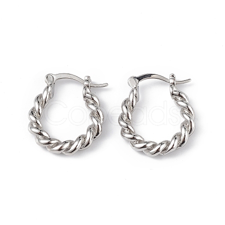 Brass Twist Hoop Earrings for Women EJEW-L234-088P-1