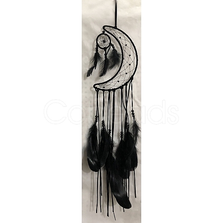 Woven Web/Net with Feather Pendant Decorations DARK-PW0001-096C-1