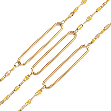 304 Stainless Steel Enamel Dapped Chain Oval Link Chains CHS-K021-15G-06-1