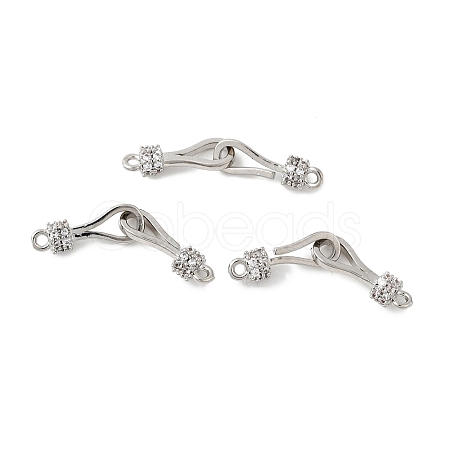 Rack Plating Brass Micro Pave Clear Cubic Zirconia Fold Over Clasps KK-S384-15P-1