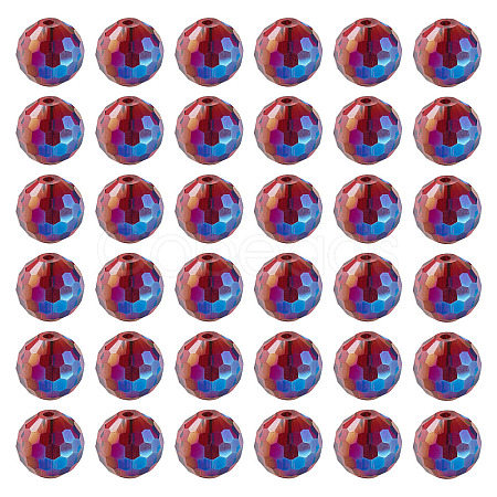 80Pcs Half Rainbow Plated Glass Beads EGLA-TA0013-04B-1