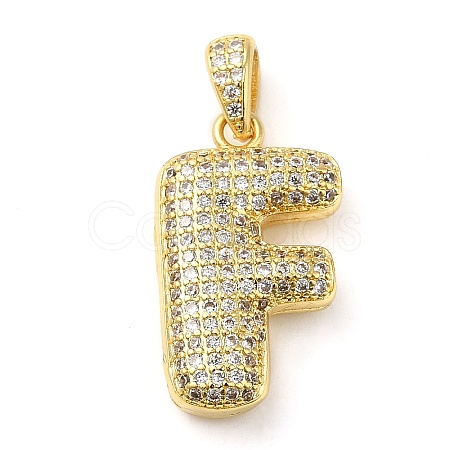 Brass Micro Pave Cubic Zirconia Pendants KK-E061-03G-06-1