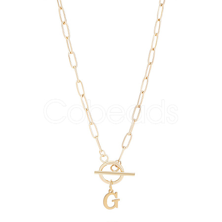 304 Stainless Steel Letter Pendant Necklaces NJEW-LP0001-52G-G-1