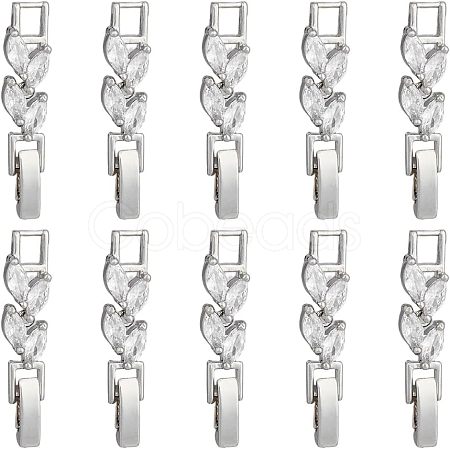 SUPERFINDINGS 10Pcs Brass Clear Cubic Zirconia Watch Band Clasps ZIRC-FH0001-38P-1