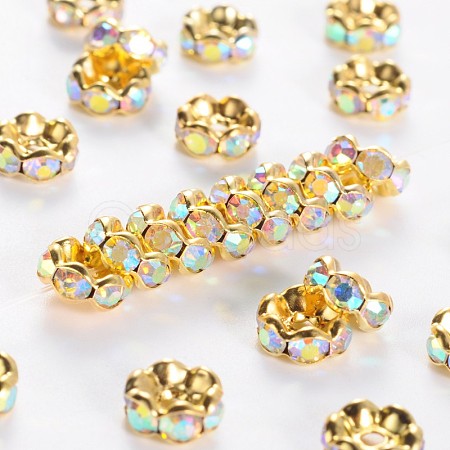 Brass Rhinestone Spacer Beads RSB030NF-02G-1