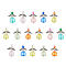 SUPERFINDINGS 6 Sets Acrylic Pendants, with Tibetan Style Alloy Findings, Angel, Mixed Color, 30x23x6mm, Hole: 3mm, 8pcs/set