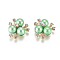 Alloy Cabochons, with Crystal Rhinestone & Acrylic Imitation Pearl, Flower, Light Gold, Lawn Green, 19~20x21~22x10mm