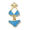 Golden Tone Alloy Enamel Pendants, Bikini Charms, Dodger Blue, 30x14x4.5mm, Hole: 2mm