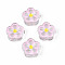 Transparent Acrylic Beads, with Enamel, Flower, Pearl Pink, 19x19x7mm, Hole: 3mm