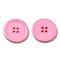 Resin Buttons, Dyed, Flat Round, Pink, 30x3mm, Hole: 3mm, 98pcs/bag