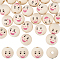 Olycraft 40Pcs Printed Wood European Beads, Large Hole Beads, Round with Smiling Face Pattern, BurlyWood, 21.5x20.5mm, Hole: 5mm