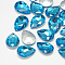 Pointed Back Glass Rhinestone Cabochons, Back Plated, Faceted, teardrop, Aquamarine, 10x7x4mm