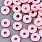 Handmade Polymer Clay Beads, for DIY Jewelry Crafts Supplies, Disc/Flat Round, Heishi Beads, Pink, 4x1mm, Hole: 1mm, about 55000pcs/1000g