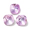 Glass Rhinestone Cabochons, Point Back & Back Plated, Faceted, Square, Light Rose, 10x10x5mm