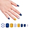 Nail Art Sets, with 24pcs Plastic Nail Tips, 24pcs Double Side Jelly Nail Glue , Prussian Blue, 14.5~23x7~14mm, about 24pcs/set