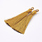 Nylon Tassels Big Pendant Decorations, Khaki, 83~92x9~10mm, Hole: 1.5~4mm